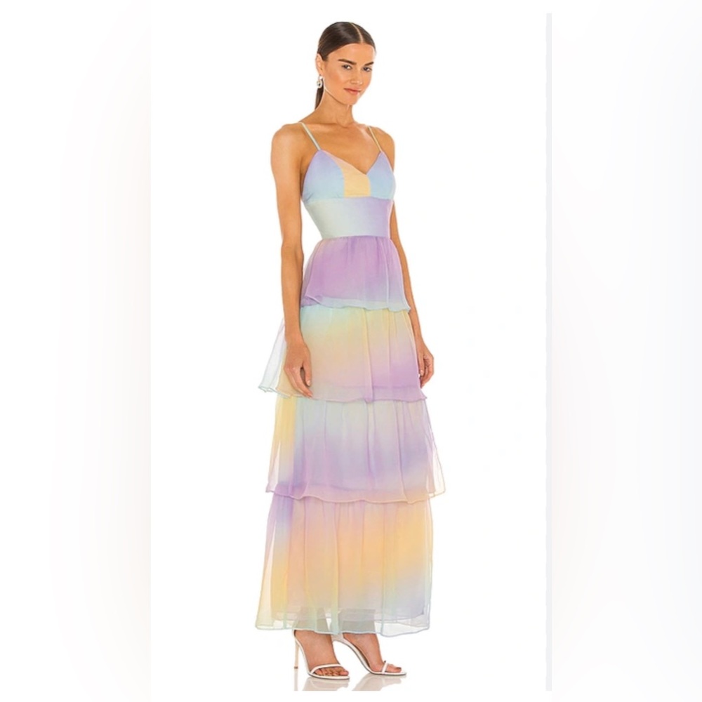 Amanda Uprichard Theddea Maxi Rainbow Dress